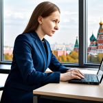 **

"A professional businesswoman in a modest business suit, sitting at a desk in a modern Moscow office, fully clothed, appropriate attire, safe for work, perfect anatomy, natural proportions, professional photography, high quality, family-friendly.  The office features a view of the Moscow City skyline. She is working on a laptop, looking confident and engaged."

**