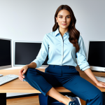 **

"A professional female programmer, fully clothed in a modest office-appropriate outfit (blouse and slacks), sitting at a desk with multiple monitors. Modern office environment with natural lighting. Safe for work, appropriate content, professional, perfect anatomy, correct proportions, well-formed hands, proper finger count, natural pose, high-quality rendering."

**