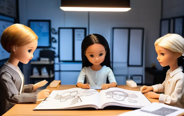 미미 인형의 제조 공정 - **Prompt 1: The Birth of a Doll Concept**
"A bright, modern design studio bathed in natural ligh...