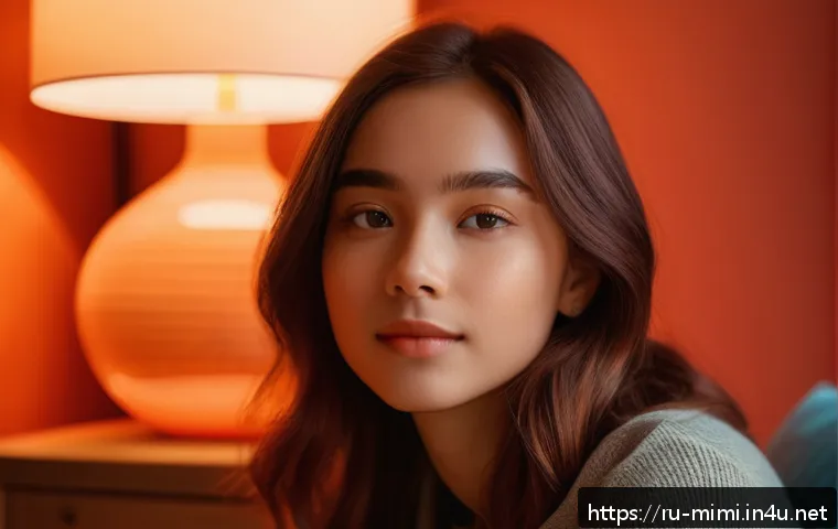 미미와 다양한 스토리텔링 기법 - A gentle, warm-lit portrait of a young female character named Mimi, wearing modest, cozy casual clot...